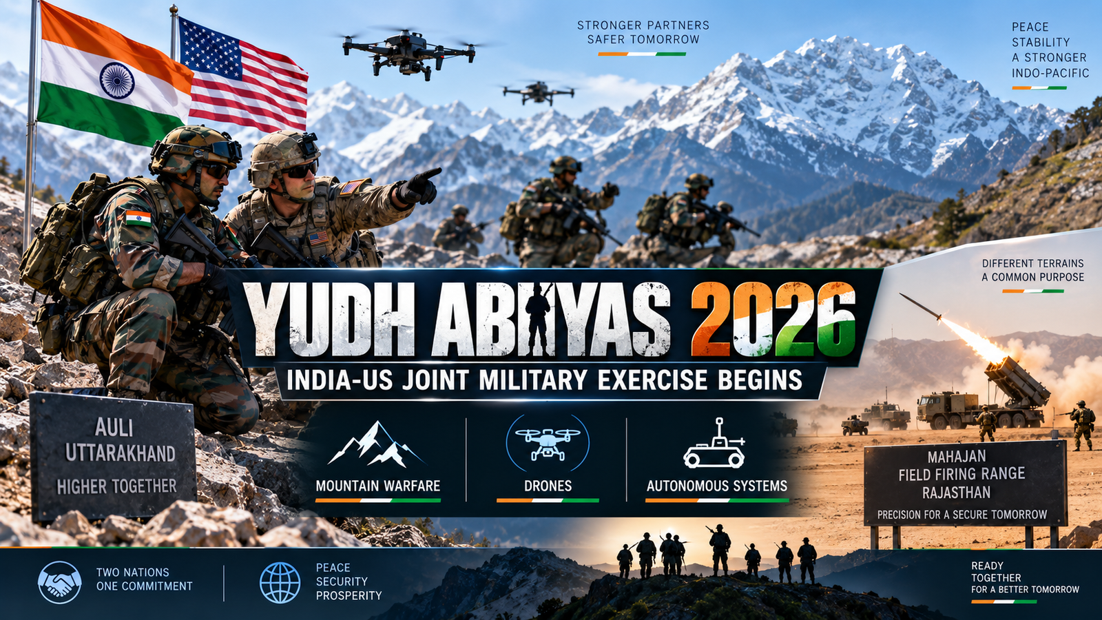 Yudh Abhyas 2026 India US military exercise in Auli Uttarakhand with soldiers and military technology